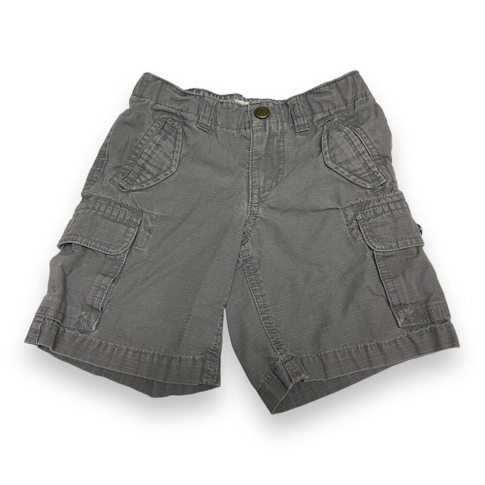 Lands' End Boys Shorts Size 3T Gray Cargo Waffle‎ Weave 100% Cotton Adjustable